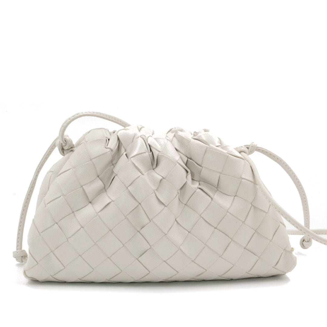 Bottega Veneta The Mini Pouch White Lambskin Leather Shoulder Bag