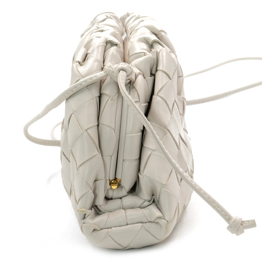 Bottega Veneta The Mini Pouch White Lambskin Leather Shoulder Bag