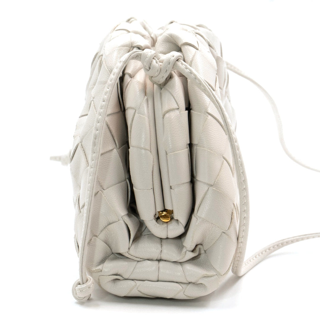Bottega Veneta The Mini Pouch White Lambskin Leather Shoulder Bag