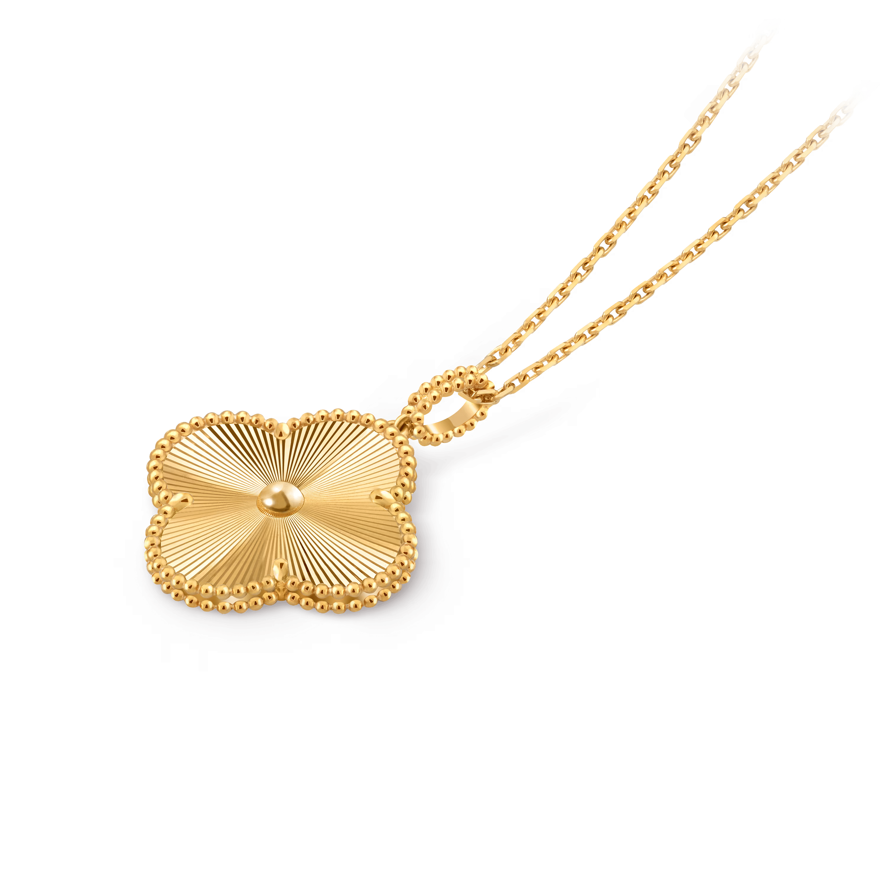 Van Cleef & Arpels Magic Alhambra Long Necklace with 1 Motif in Guilloché Yellow Gold