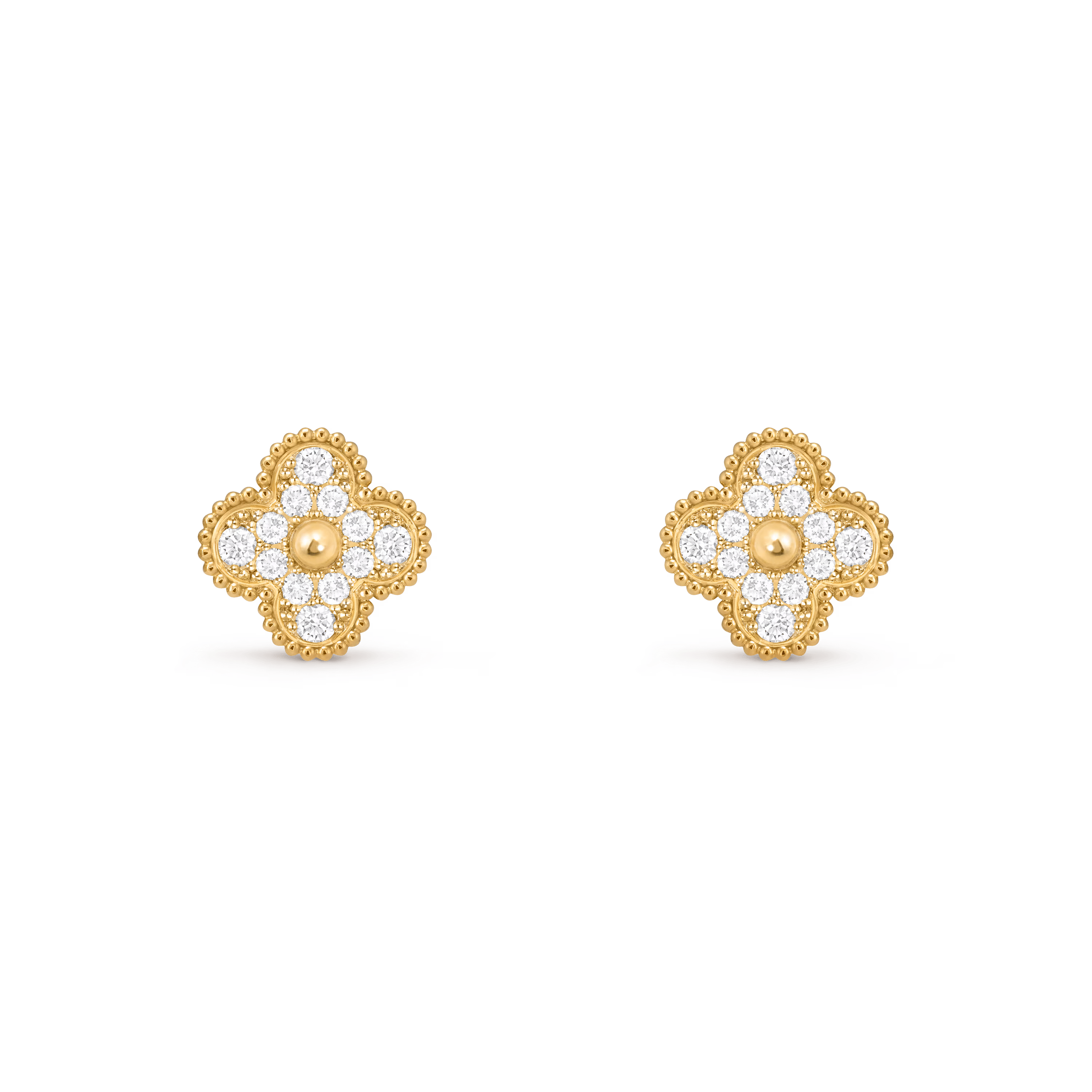 Van Cleef & Arpels Vintage Alhambra Earrings in 18K Yellow Gold with Diamonds