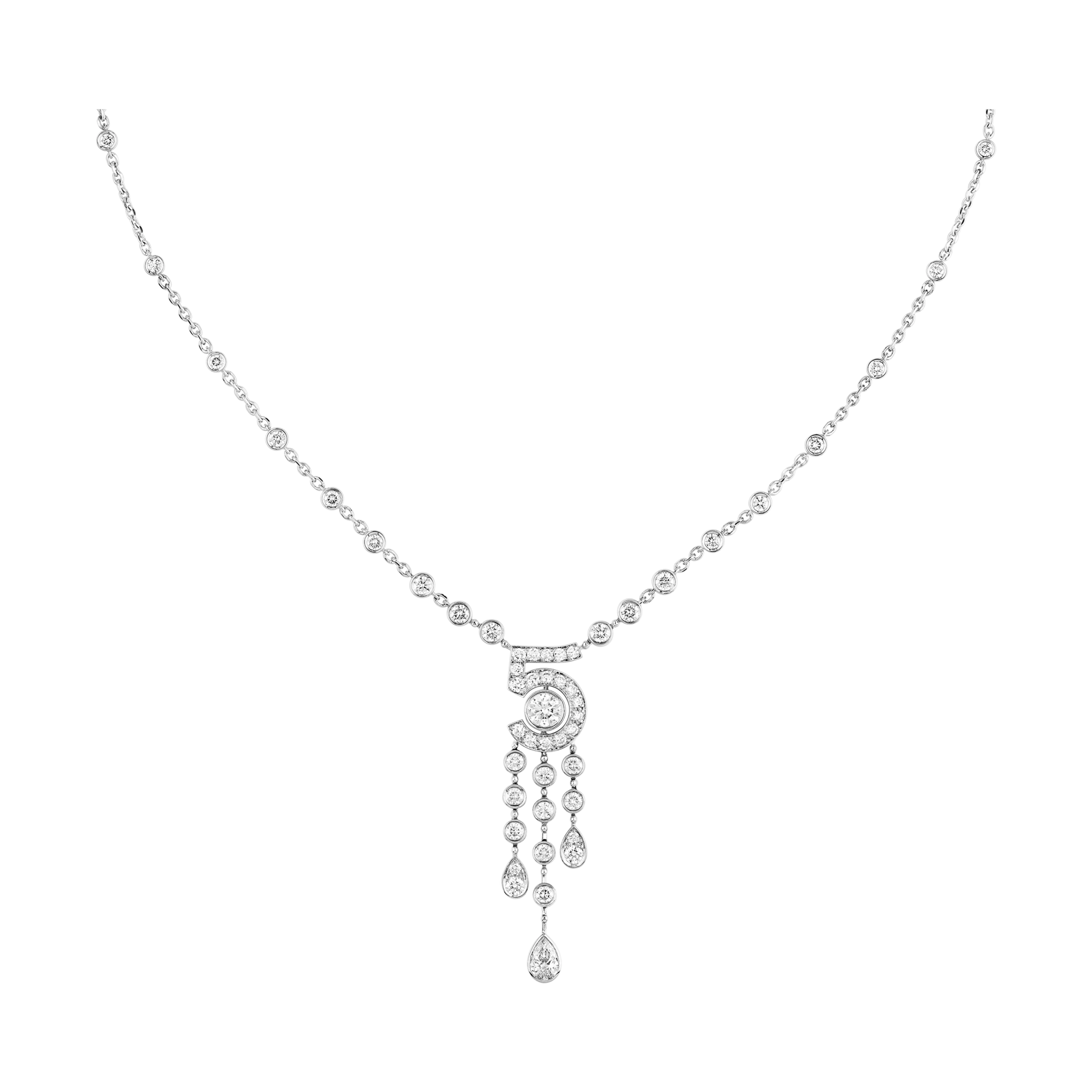 CHANEL Eternal N°5 Necklace in 18K White Gold and Diamonds