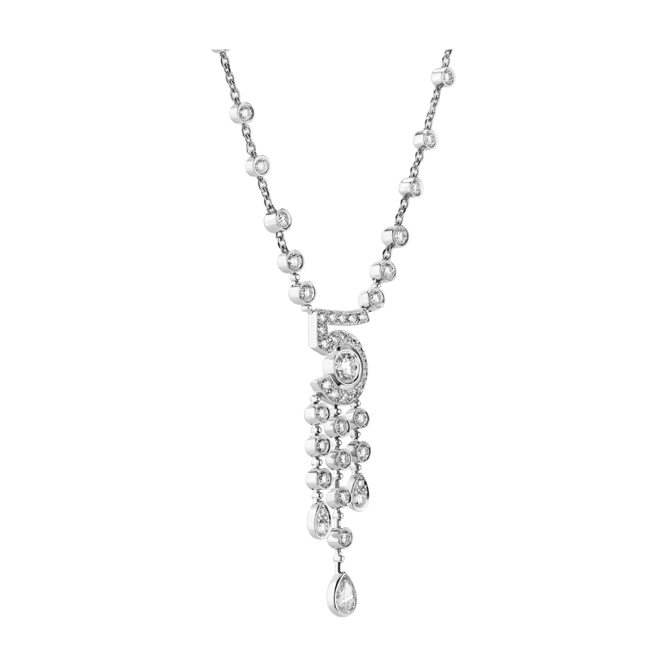 CHANEL Eternal N°5 Necklace in 18K White Gold and Diamonds