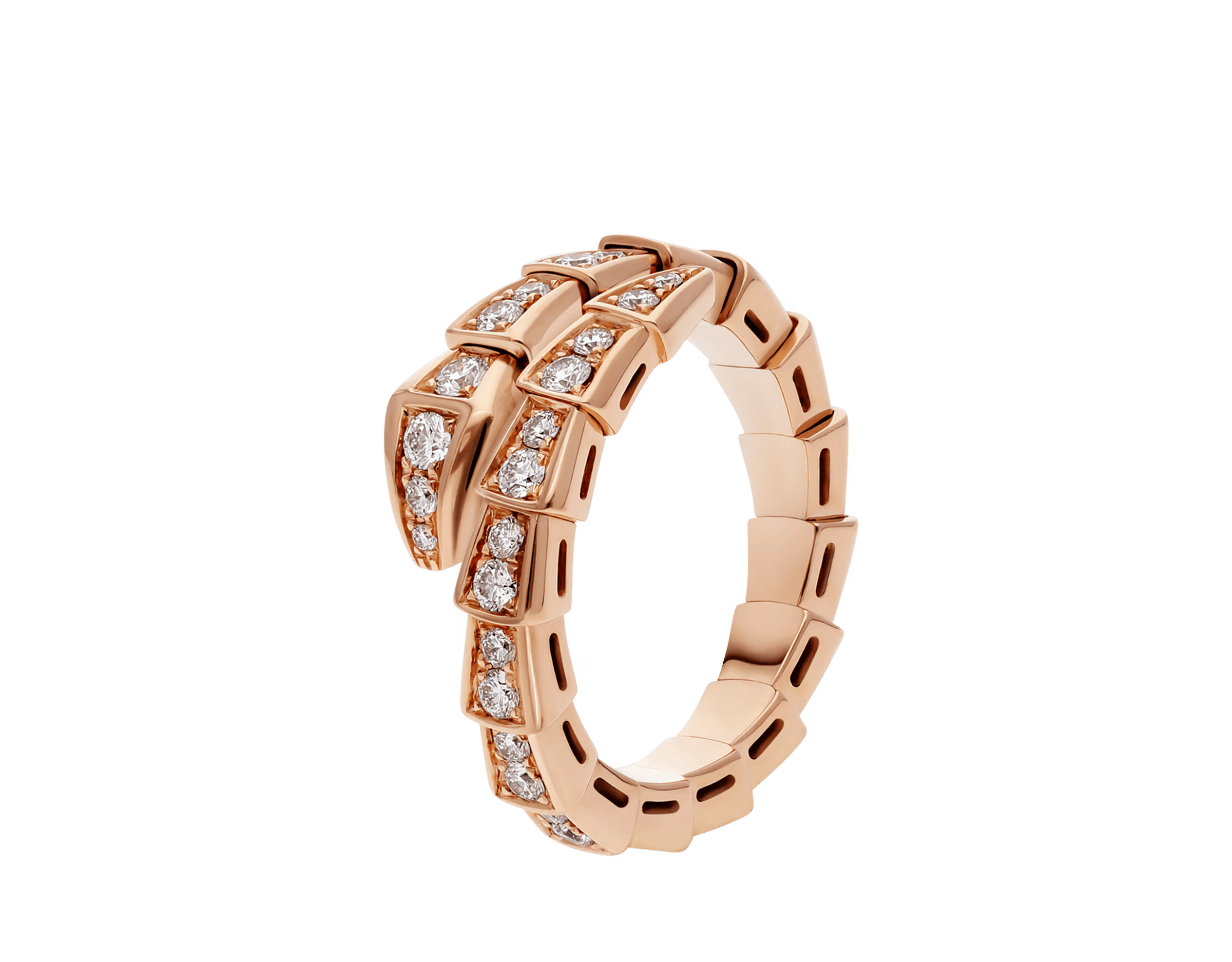 Bulgari Serpenti Viper Diamond Ring in 18K Rose Gold