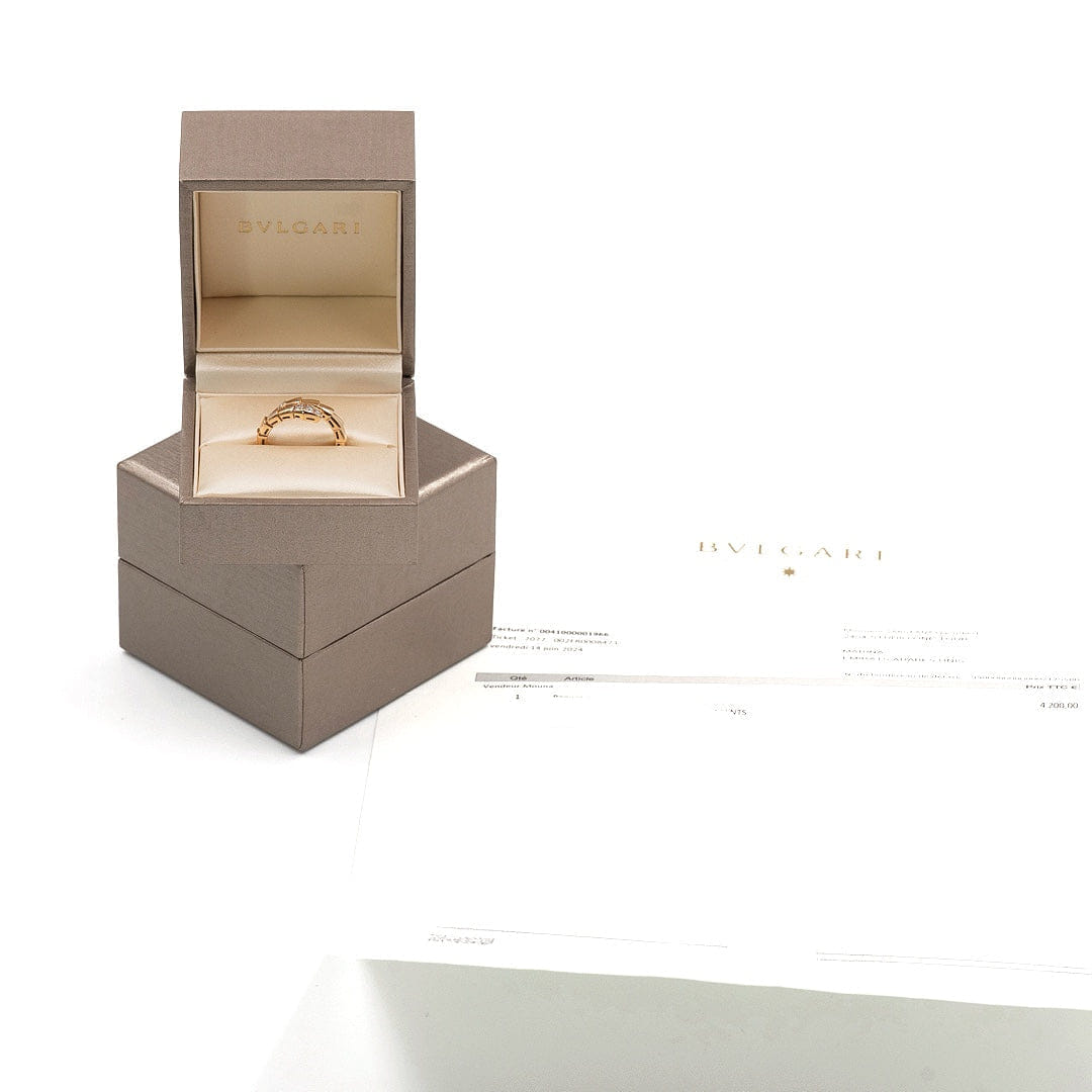Bulgari Serpenti Viper Ring in 18K Rose Gold with Pavé Diamonds