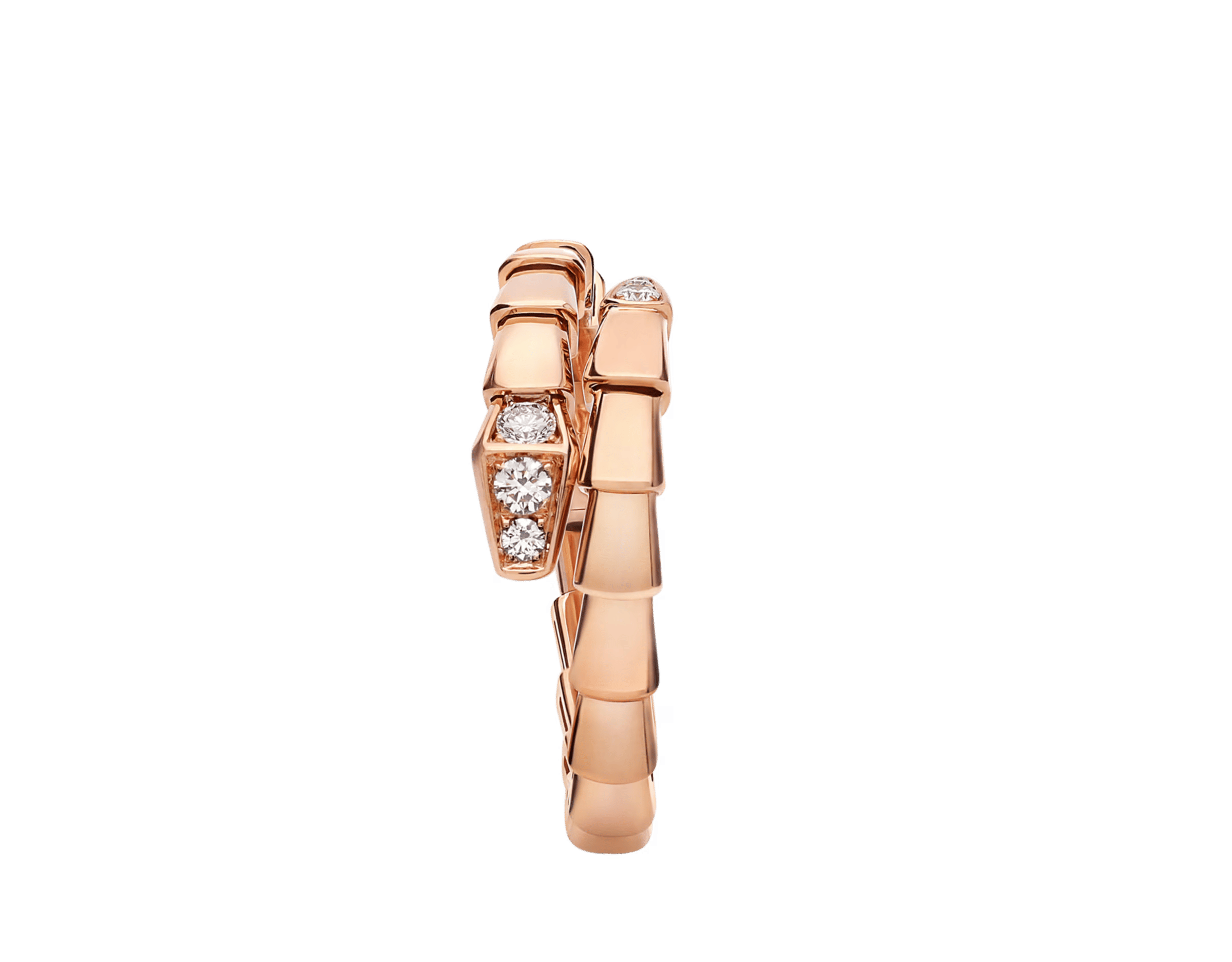 Bulgari Serpenti Viper Ring in 18K Rose Gold with Pavé Diamonds