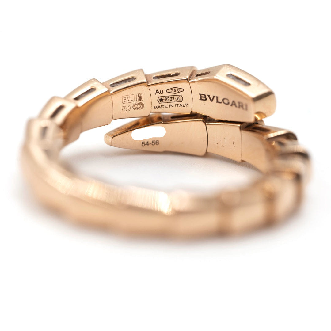 Bulgari Serpenti Viper Ring in 18K Rose Gold with Pavé Diamonds