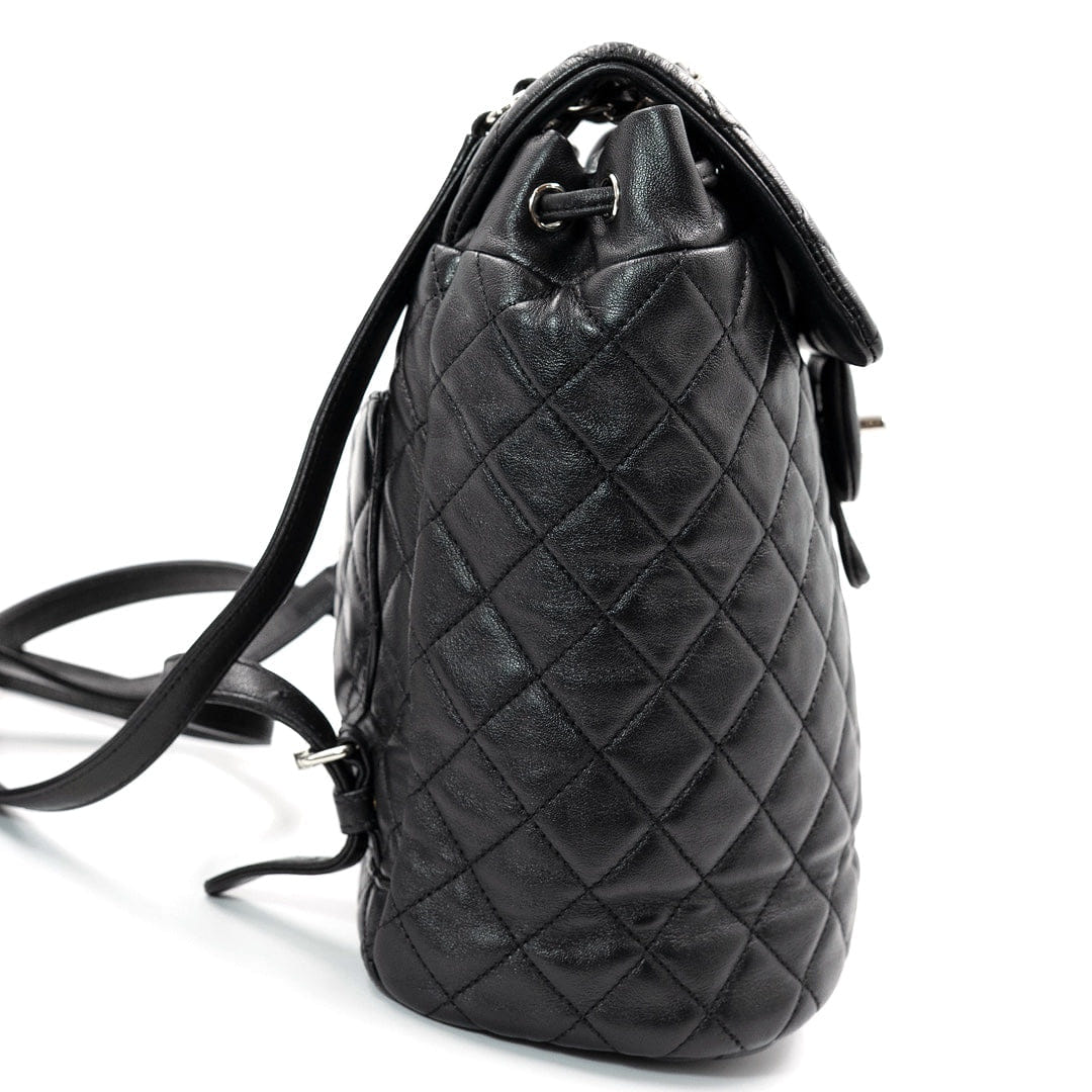 Chanel Urban Spirit Backpack in Black Quilted Lambskin with Silver Hardware