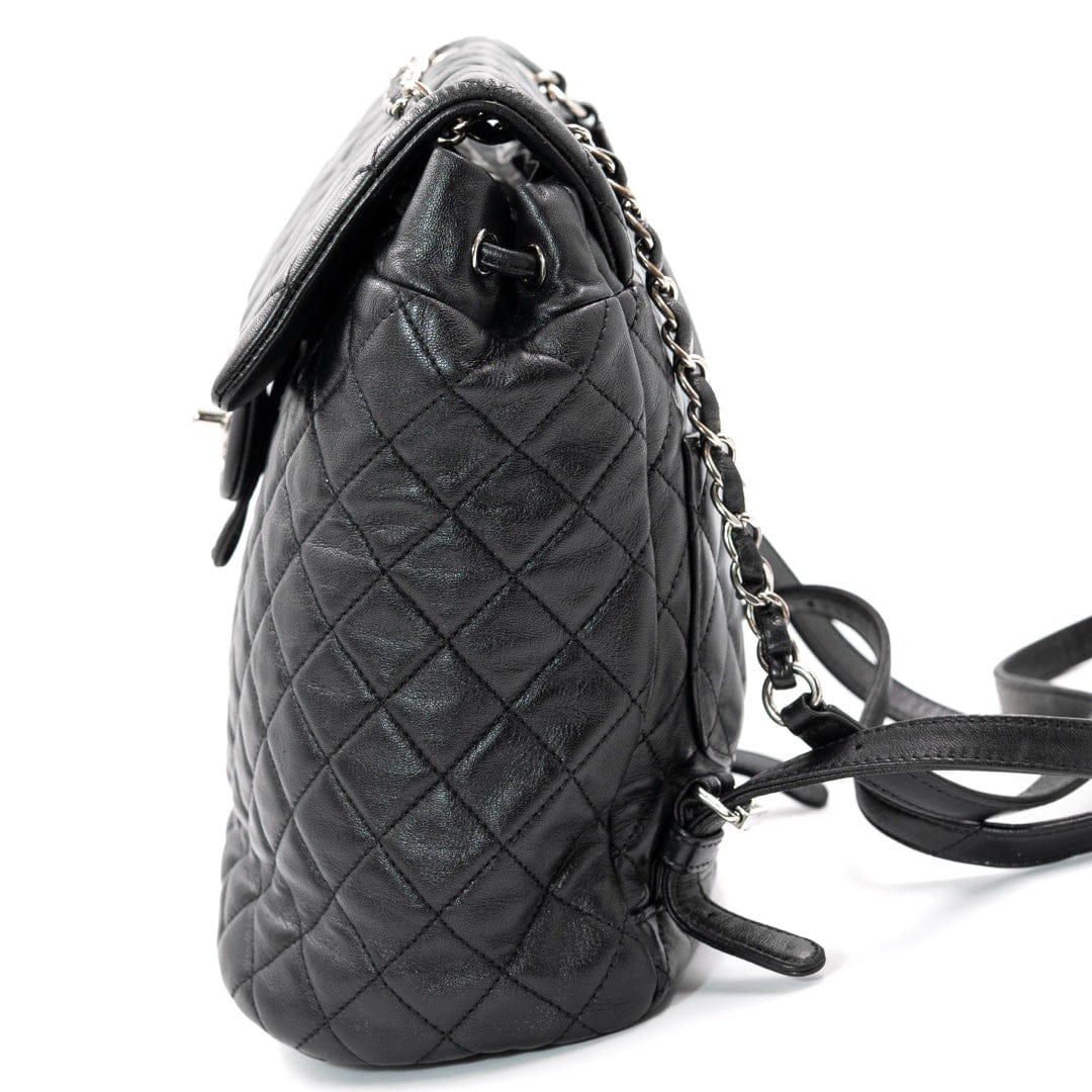 Chanel Urban Spirit Backpack in Black Quilted Lambskin with Silver Hardware
