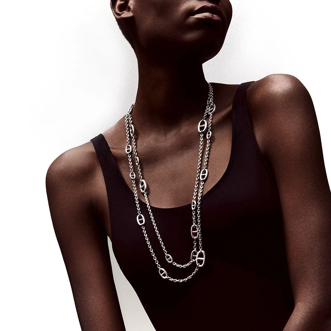 Hermès Farandole Sautoir 160cm Sterling Silver Necklace