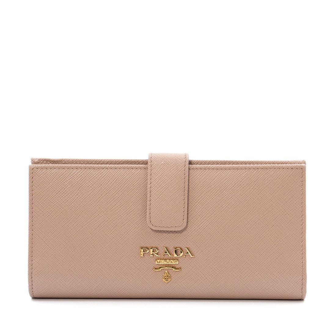 Prada Saffiano Leather Continental Wallet in Powder Pink