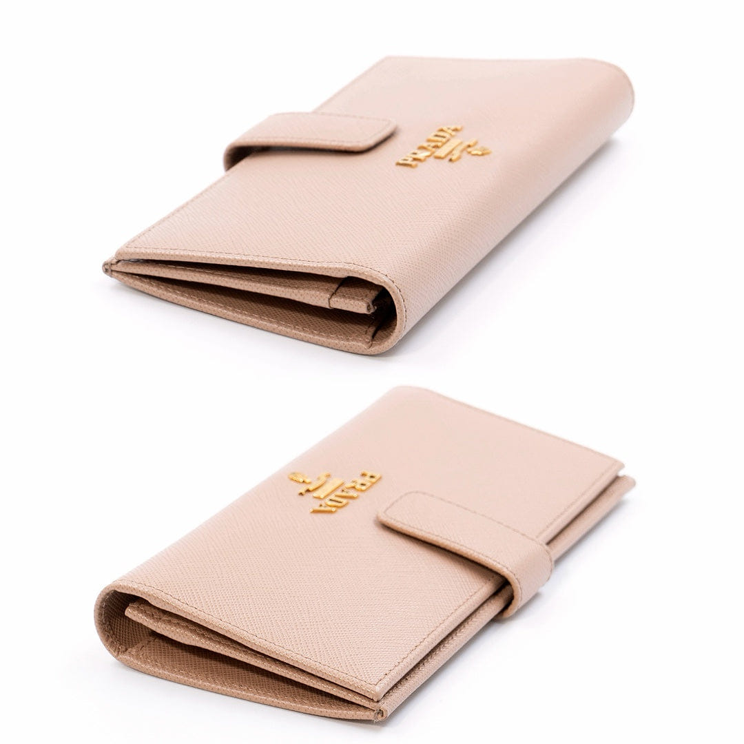 Prada Saffiano Leather Continental Wallet in Powder Pink