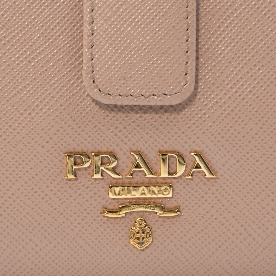 Prada Saffiano Leather Continental Wallet in Powder Pink