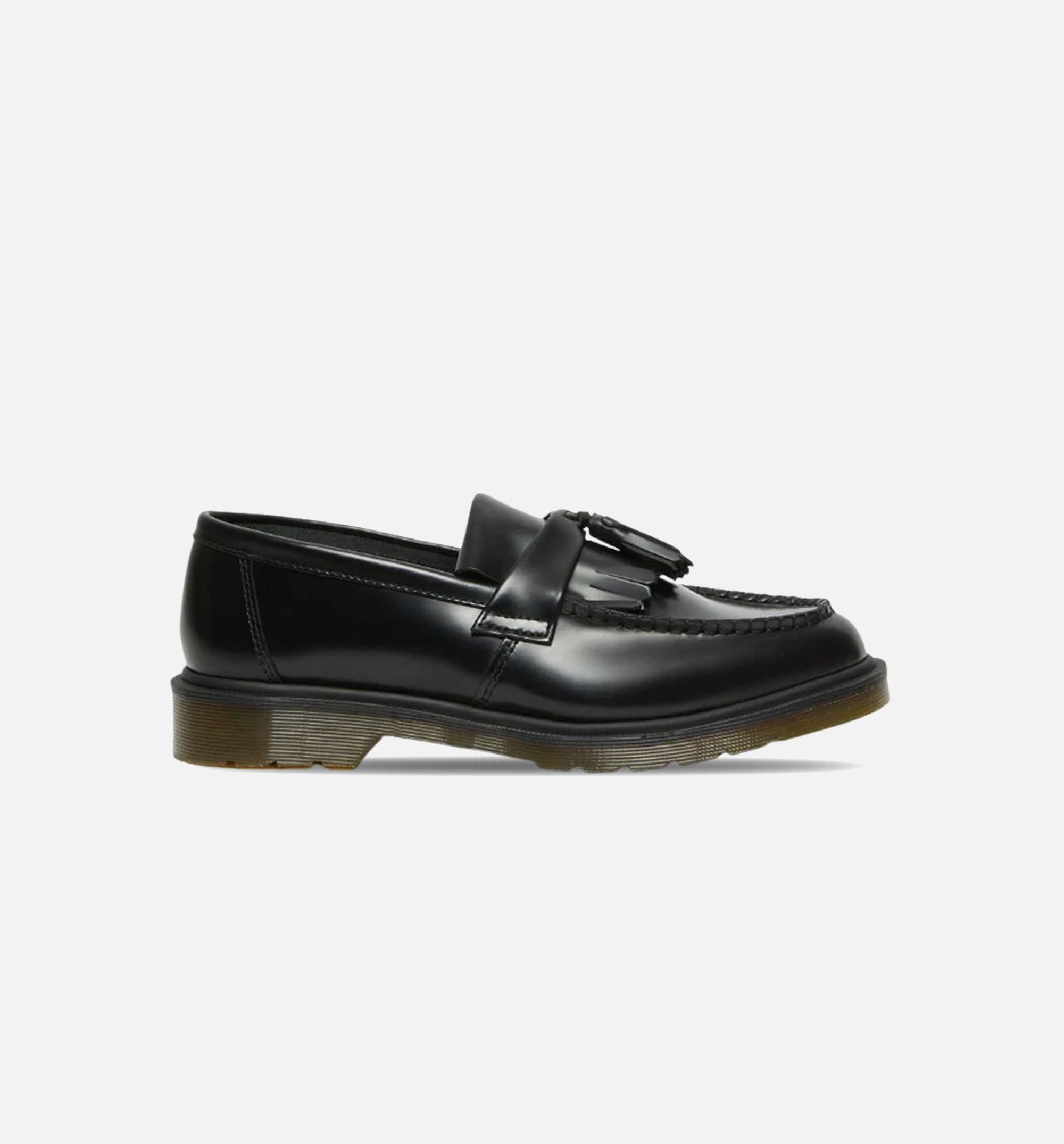 Dr. Martens Adrian Yellow Stitch Leather Tassle Mens Loafers - Black
