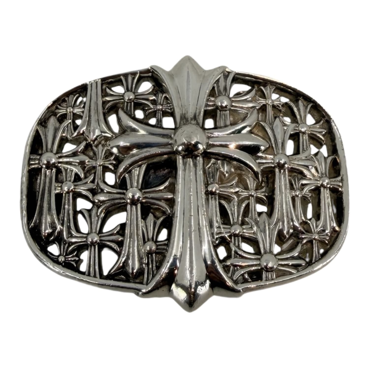 Chrome Hearts Silver Cemetery Cross Belt Buckle