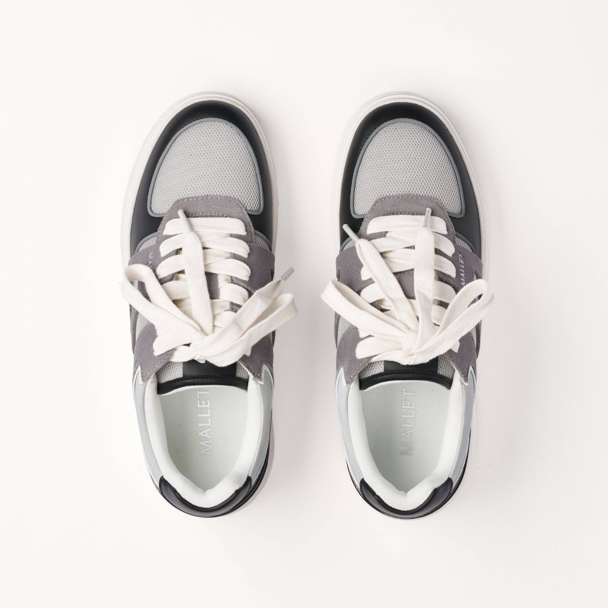 Mallet London MALLET Fenchurch Men's Grey Black Leather Trainers