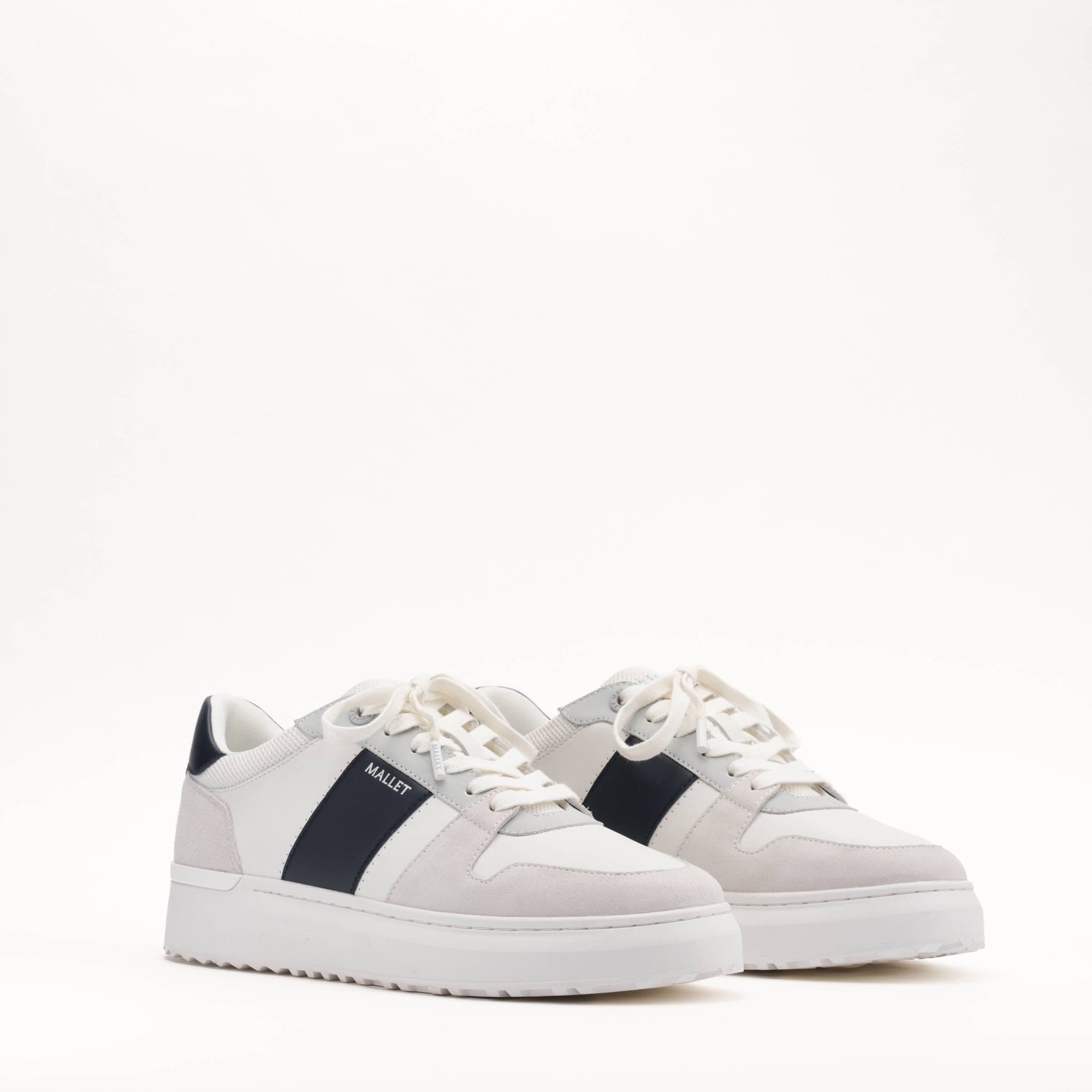 Mallet London MALLET Hoxton Lite Men's White Navy Leather Trainers