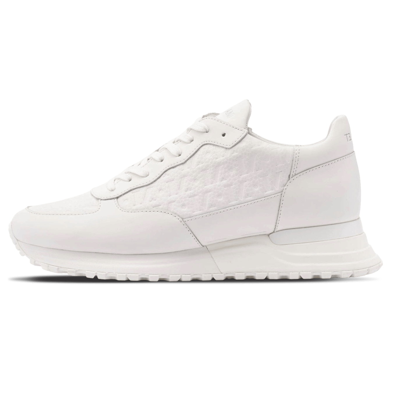 Mallet London MALLET Popham Men's White Tumbled Leather Monogram Trainers