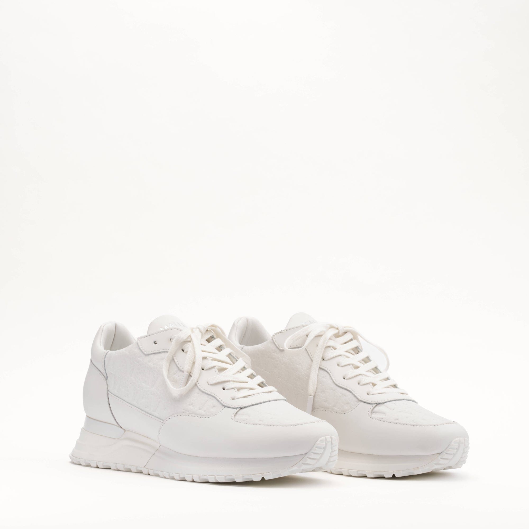 Mallet London MALLET Popham Men's White Tumbled Leather Monogram Trainers