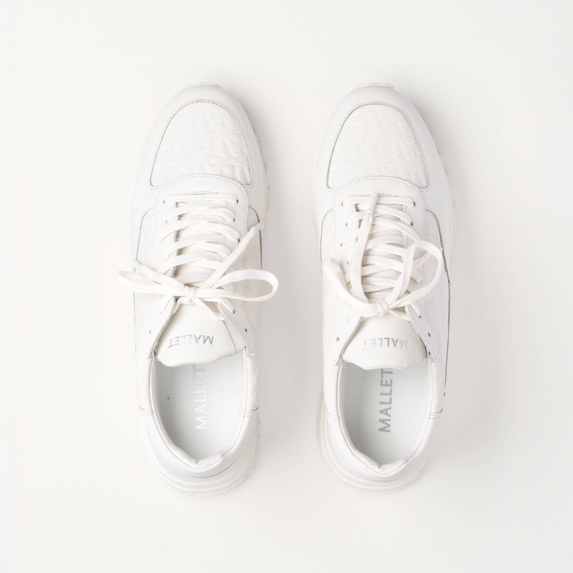 Mallet London MALLET Popham Men's White Tumbled Leather Monogram Trainers