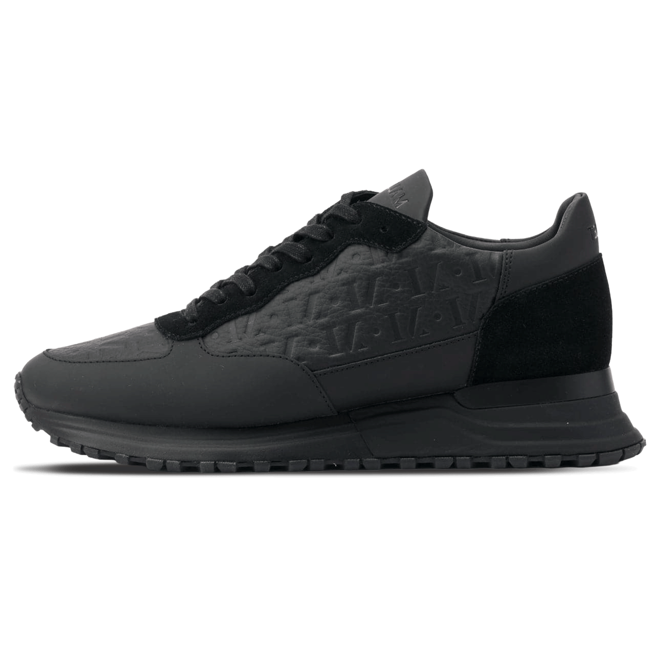 Mallet London MALLET Popham Men's Black Tumbled Leather Monogram Trainers