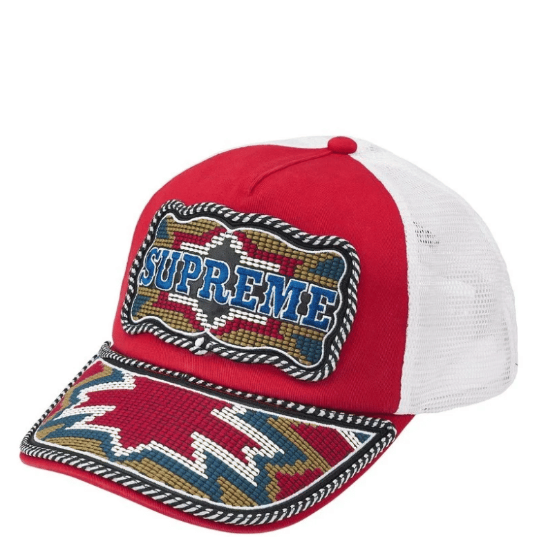SUPREME WESTERN EMBROIDERED MESH BACK RED 5-PANEL CAP