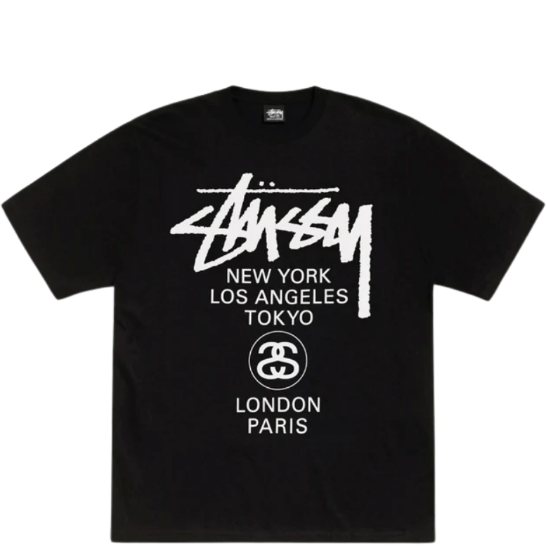 STUSSY WORLD TOUR BLACK TEE