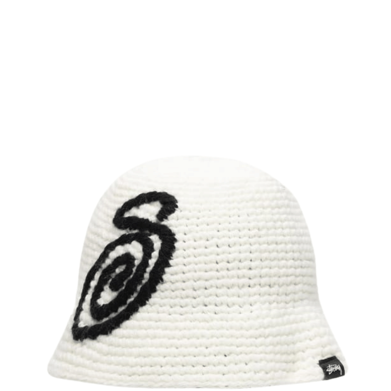 STUSSY SWIRLY S BONE BUCKET HAT