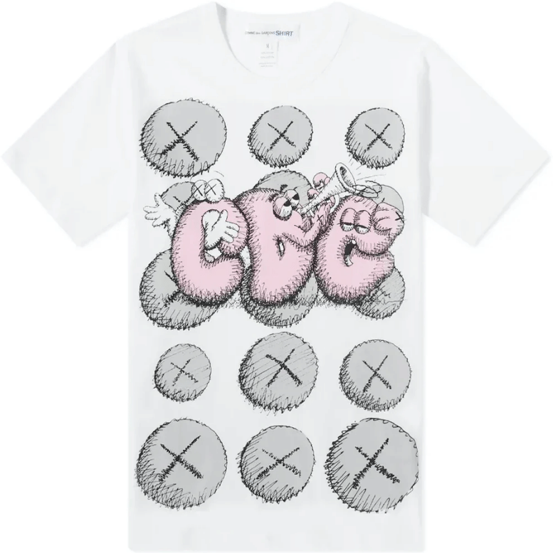 COMME DES GARÇONS SHIRT X KAWS WHITE/PINK/GREY TEE