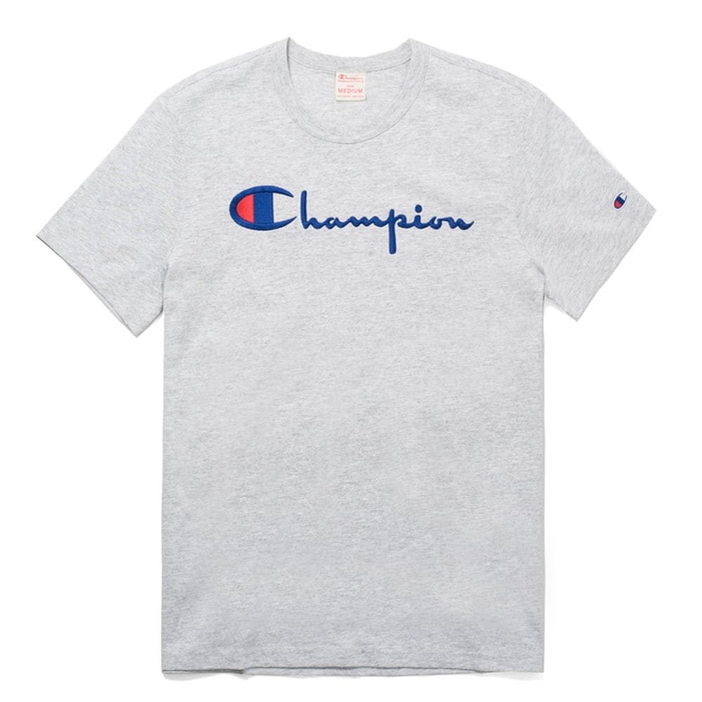 Champion Embroidered Big Script T-Shirt Grey