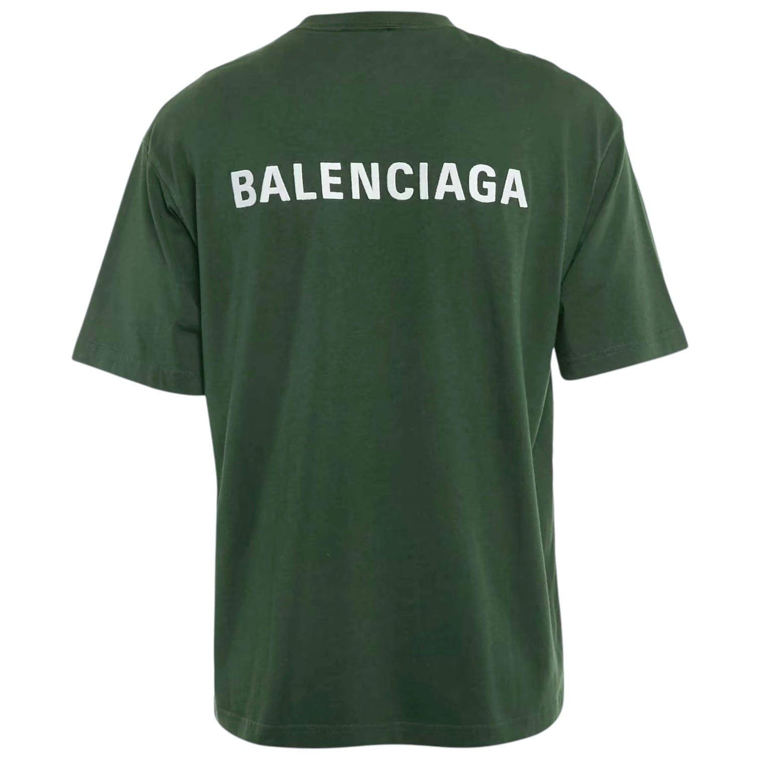 Balenciaga Logo Embroidered Cotton T-Shirt Green