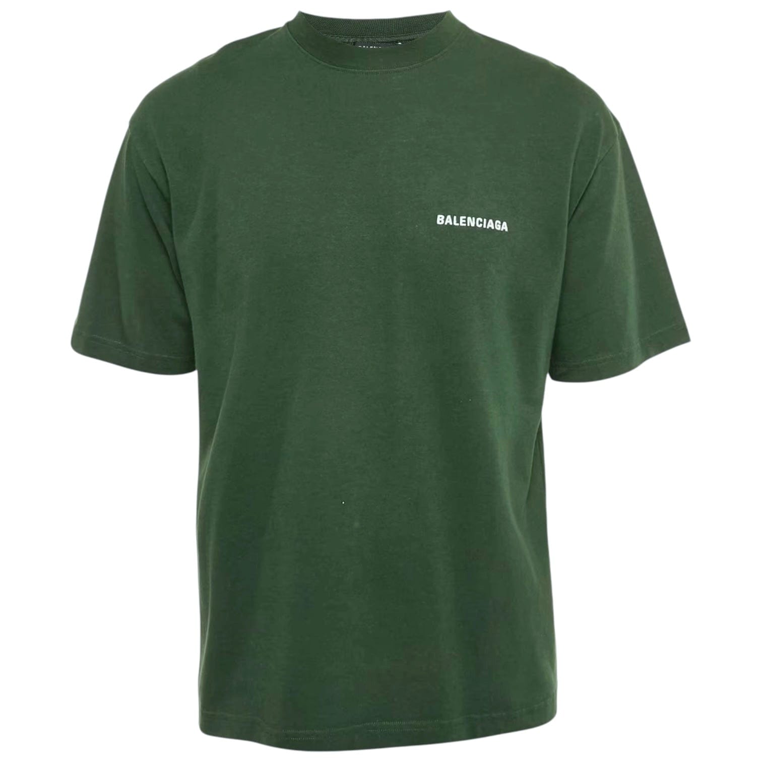 Balenciaga Logo Embroidered Cotton T-Shirt Green