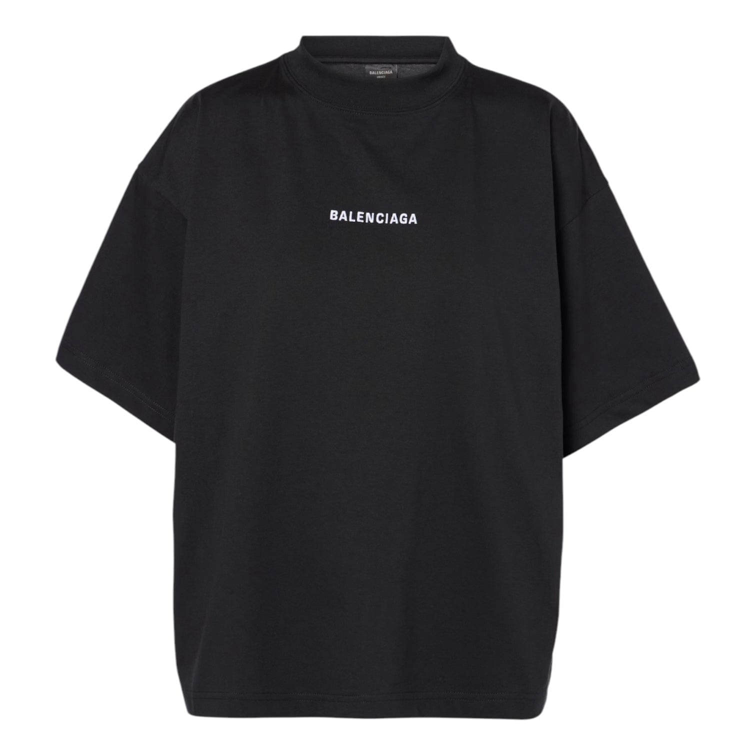 Balenciaga Logo Embroidered Cotton T-Shirt Black
