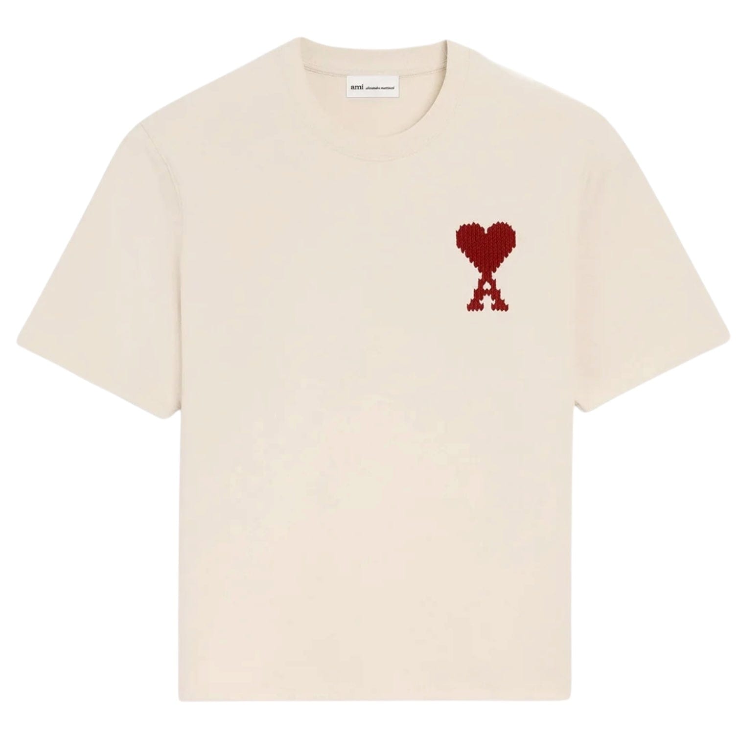 Ami Paris Ami de Coeur Heavy Jersey Tee Moonlight/Red (SS26)