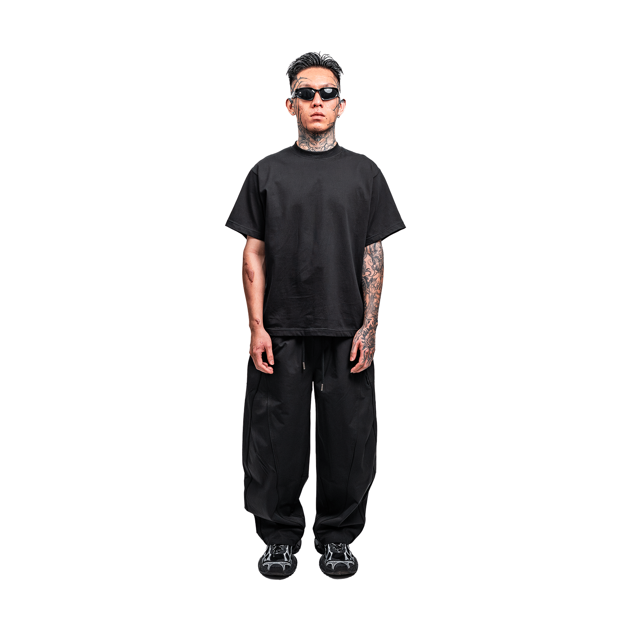 RAW21 RAW/21 Wide Parachute Pants Black (SS26)