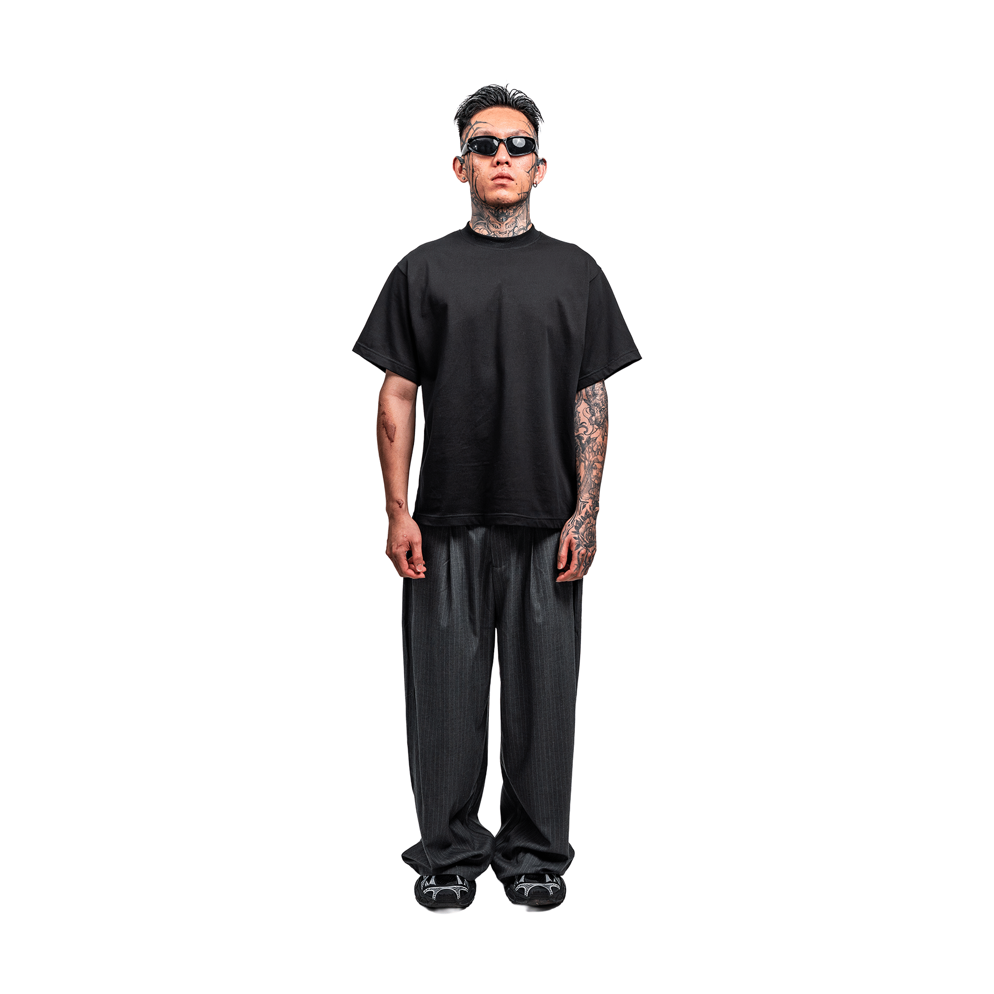 RAW21 RAW/21 Wide Pinstripe Trousers Grey (SS26)