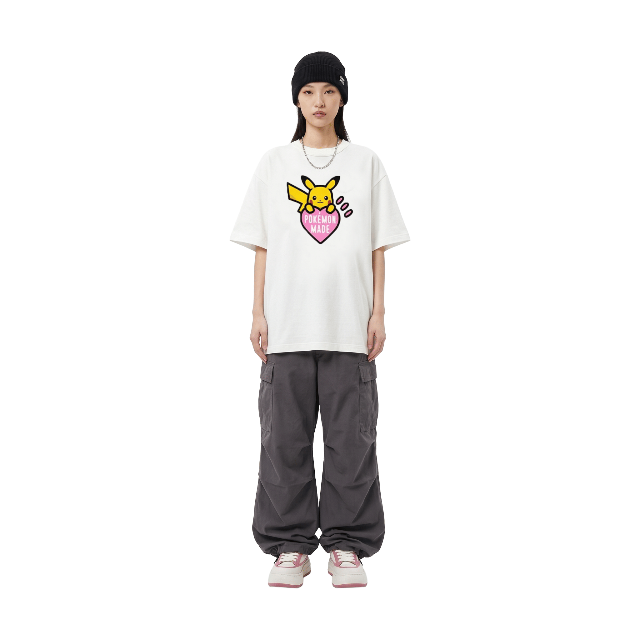 Human Made x Pokémon Made Pink Heart Graphic Harajuku Exclusive Tee White (FW25)