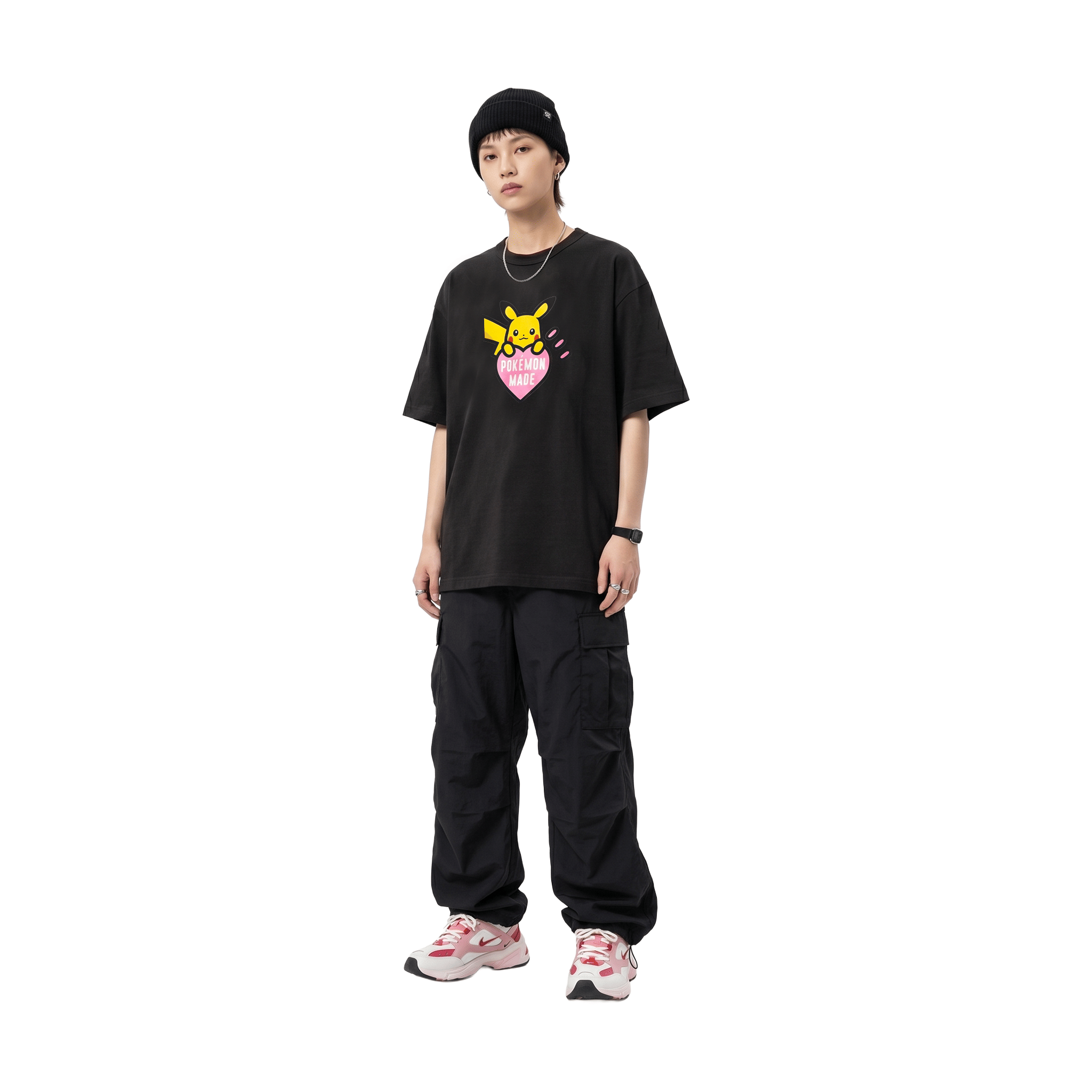 Human Made x Pokémon Made Pink Heart Graphic Harajuku Exclusive Tee Black (FW25)