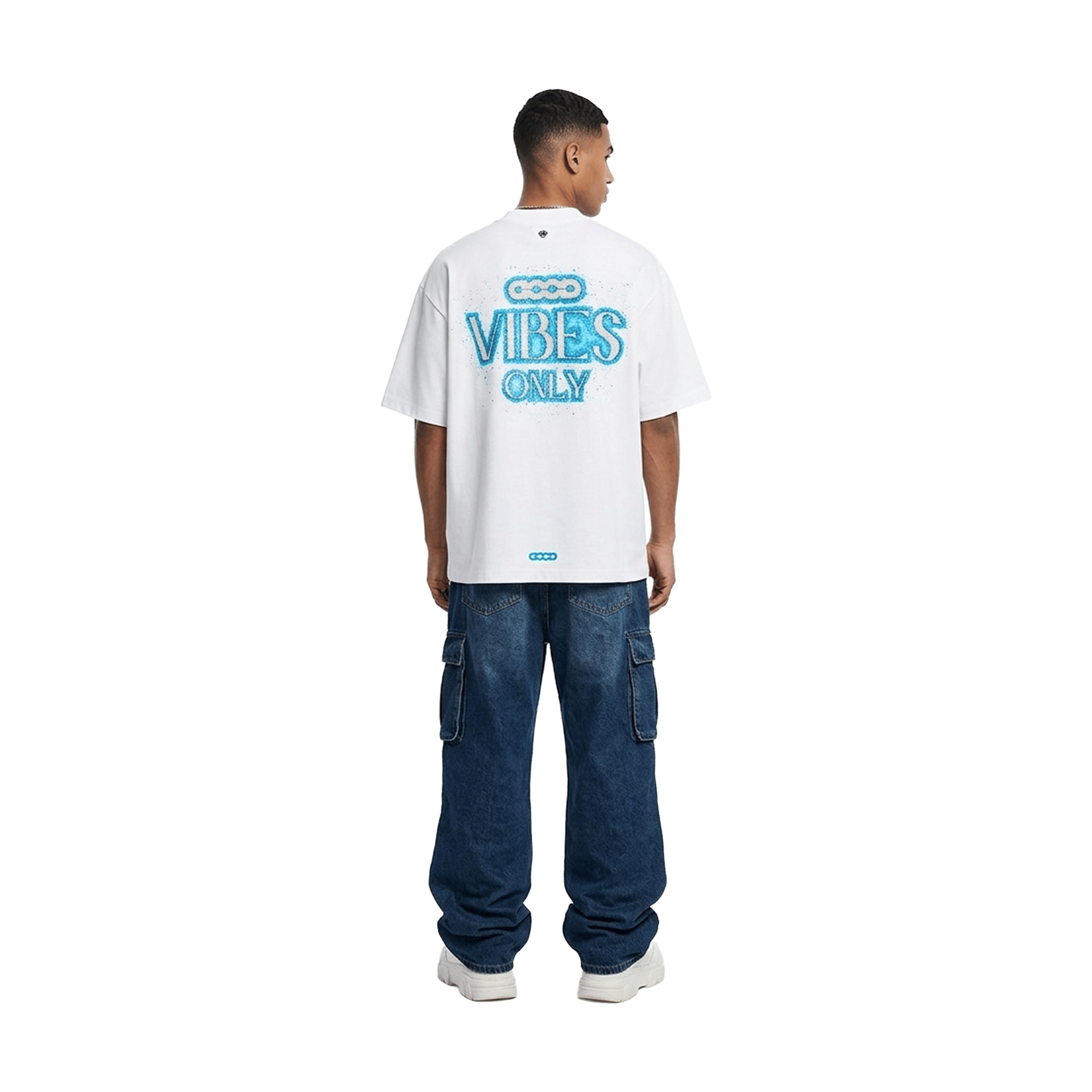 GOODBRAND Blue Galaxy Tube Beaded Tee White (SS26)