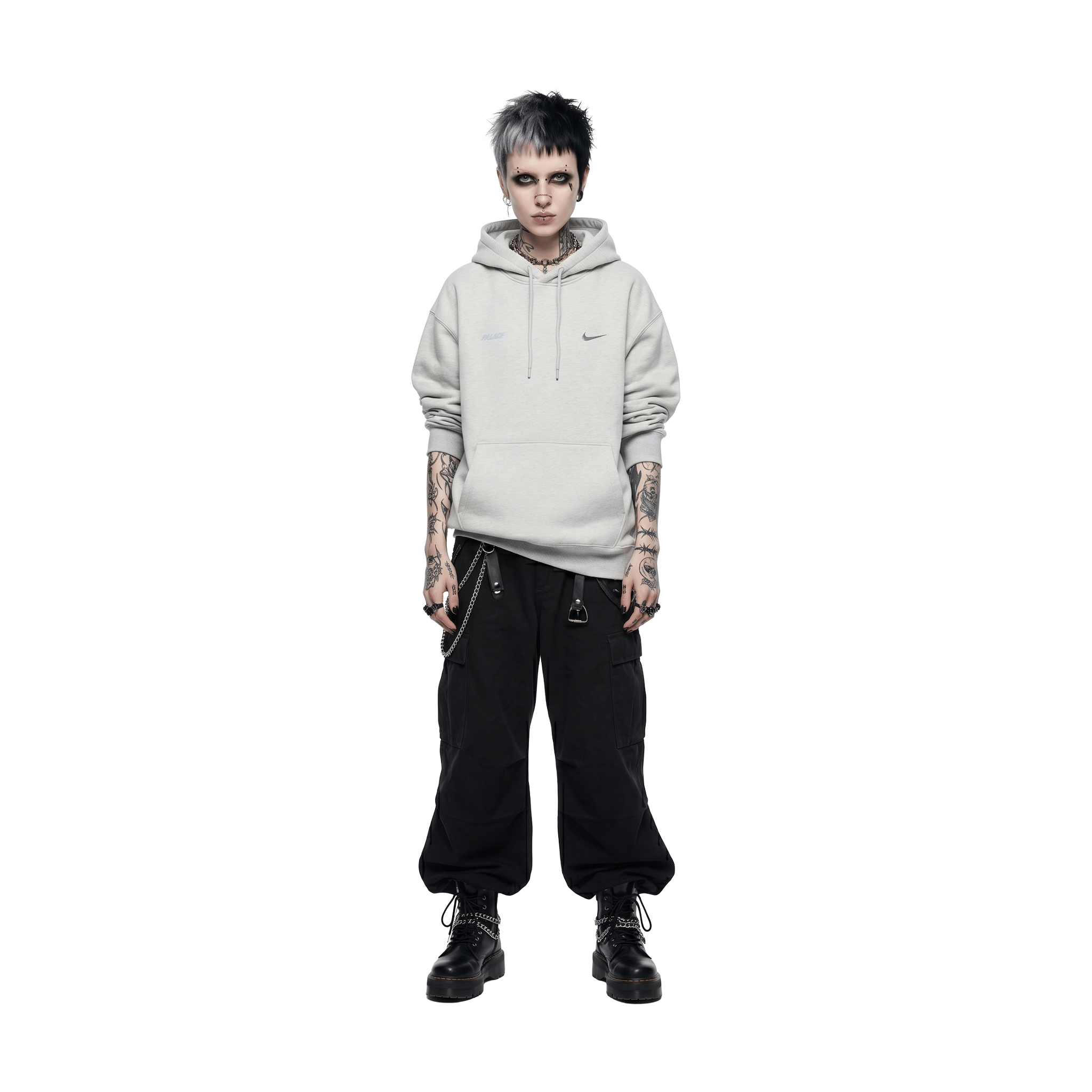 Palace x Nike Front Swoosh Hoodie Grey Marl (SS26)