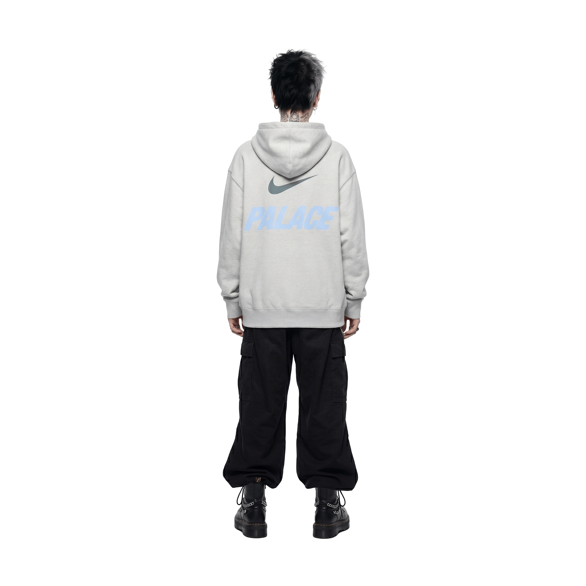 Palace x Nike Front Swoosh Hoodie Grey Marl (SS26)