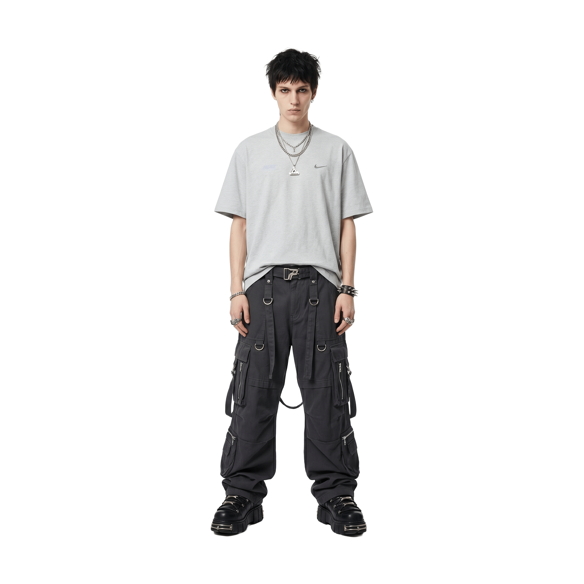 Palace x Nike Front Swoosh Tee Grey Marl (SS26)