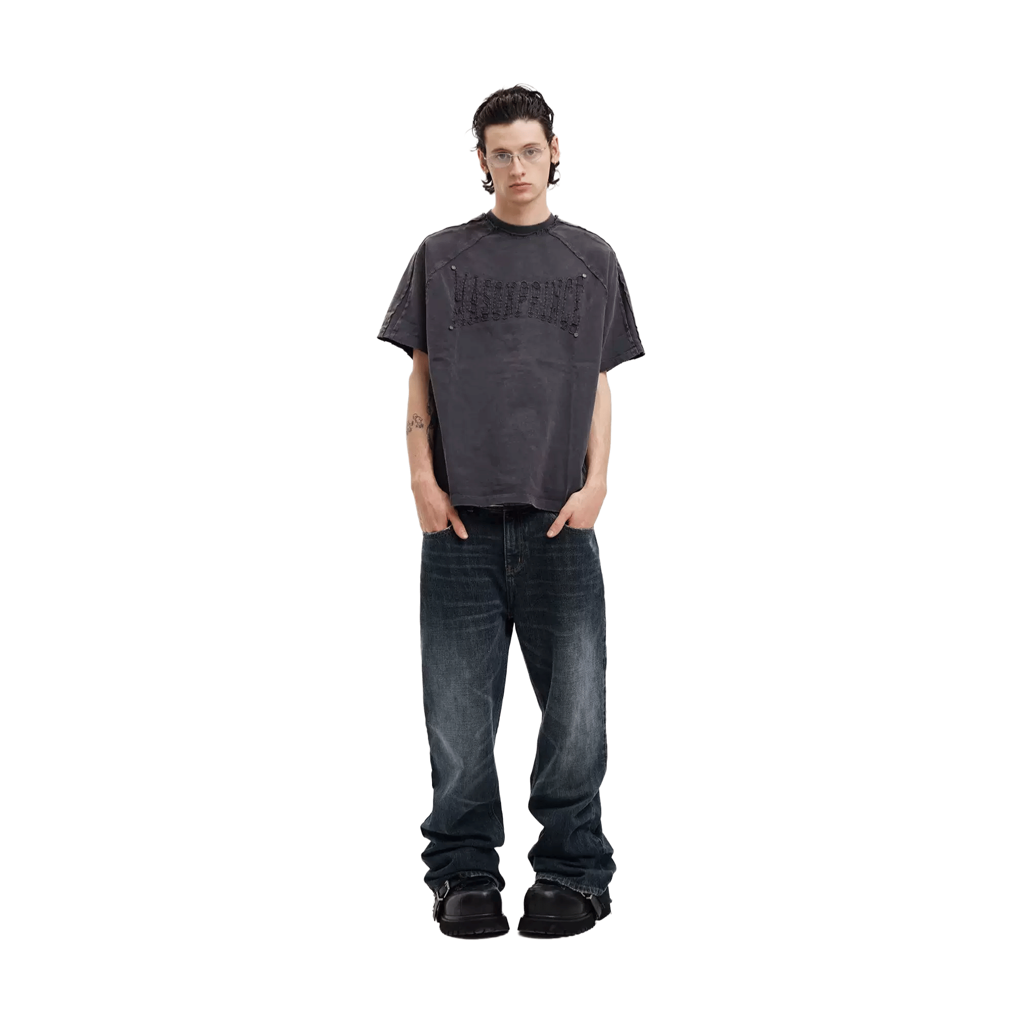 MASONPRINCE Reconstructed Applique Embroidered Tee Iron Ash (SS26)