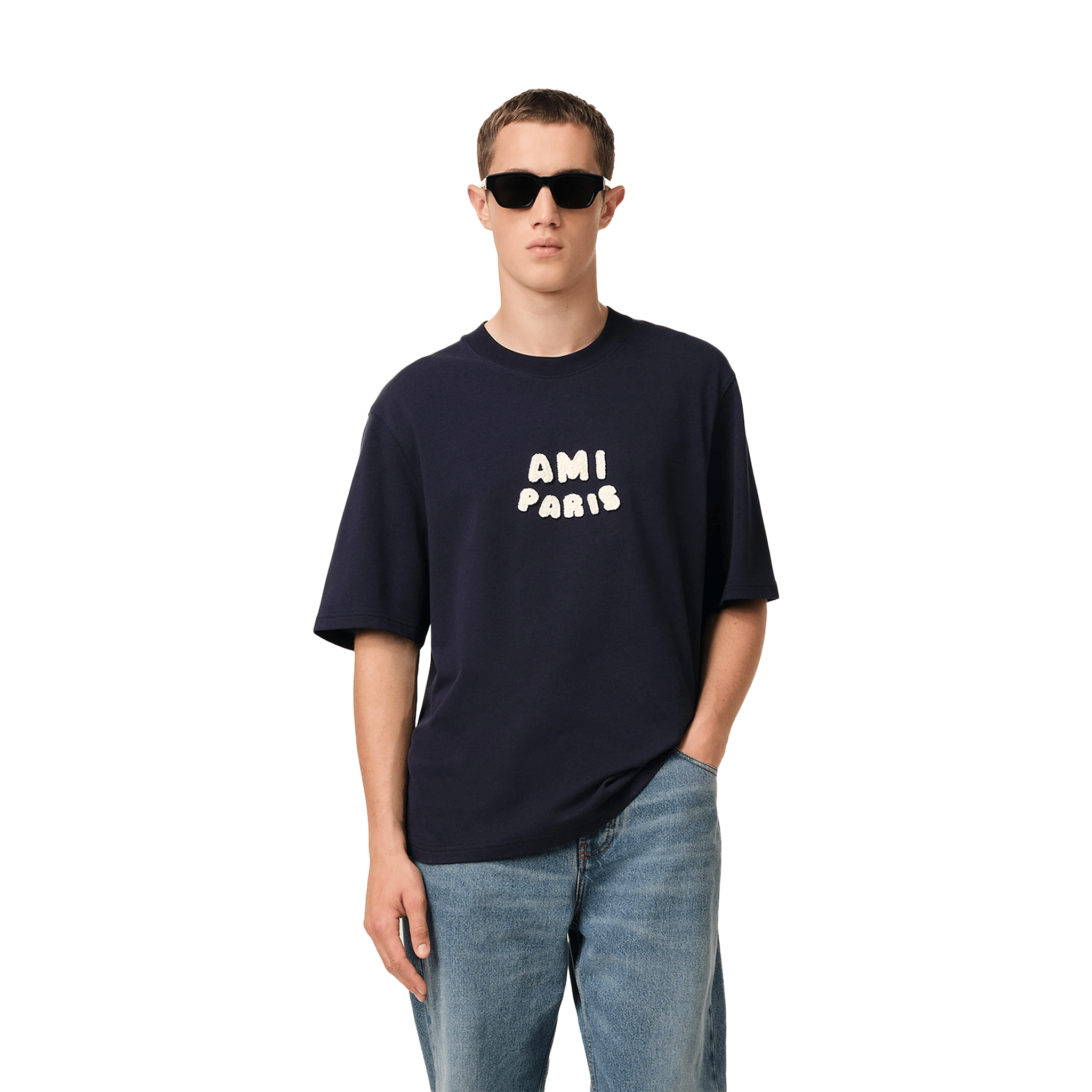 AMI PARIS Ami Paris Patch Tee Navy Blue (SS25)