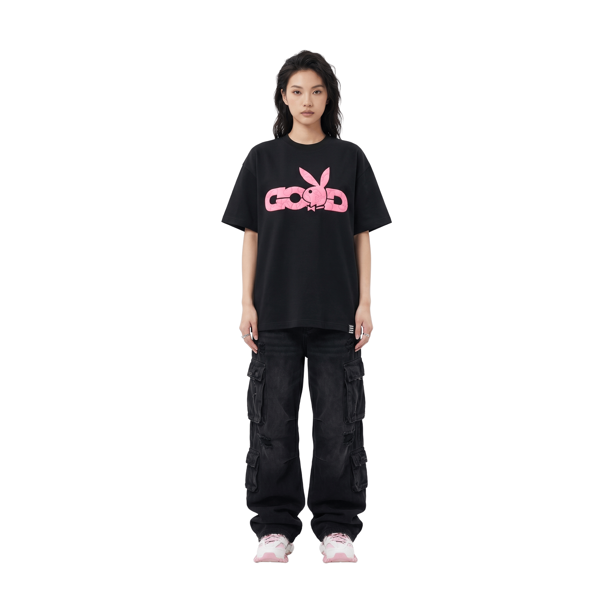 GOODBRAND x PLAYBOY 3D Puff Logo Tee Black/Pink (SS26)