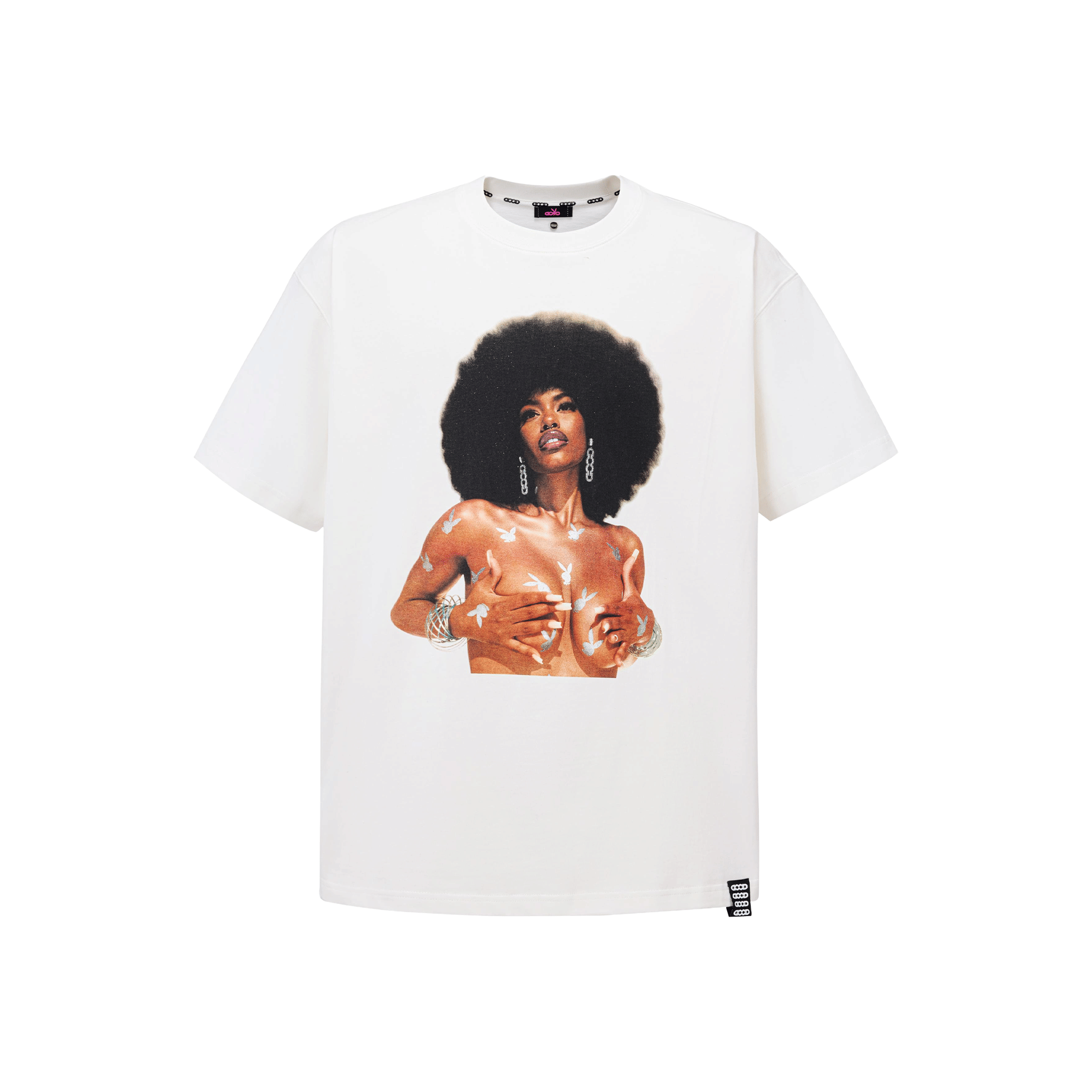 GOODBRAND x PLAYBOY Glitter Afro Girl Tee White (SS26)