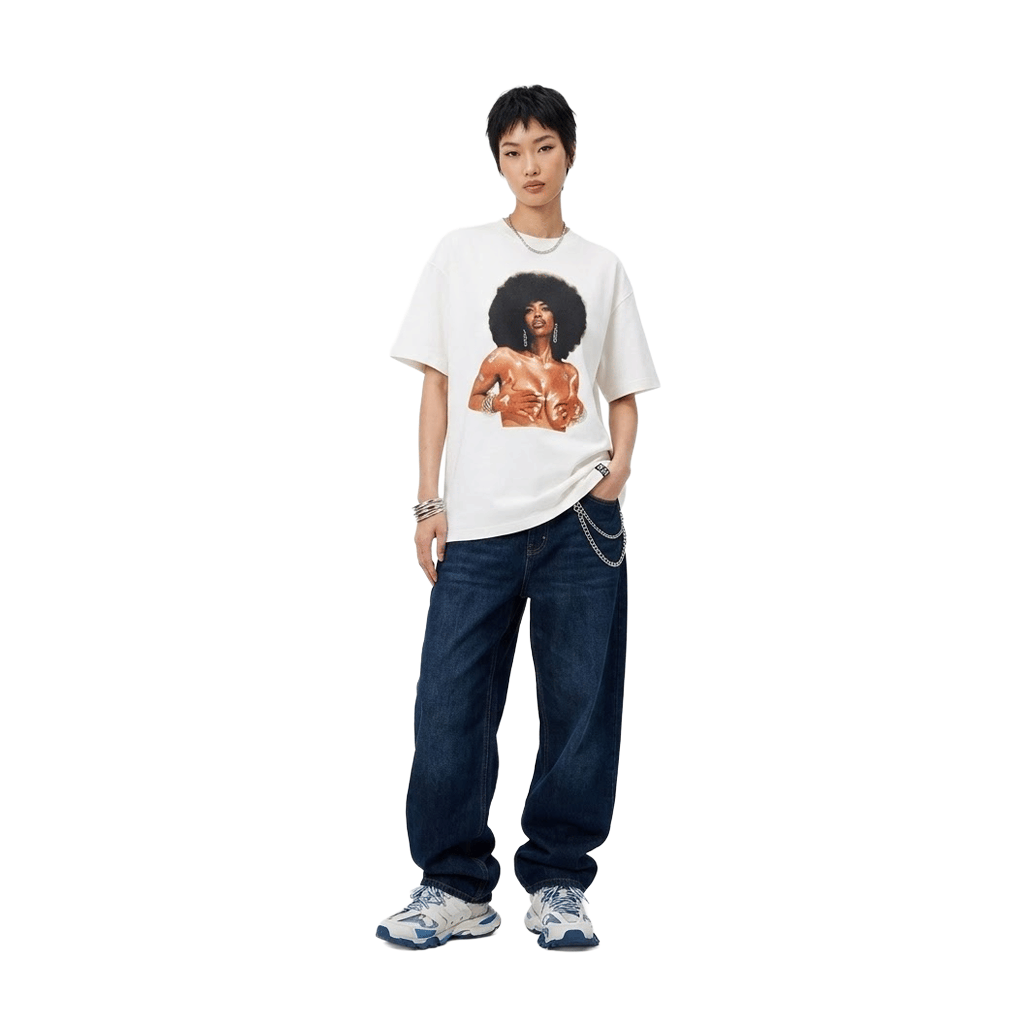 GOODBRAND x PLAYBOY Glitter Afro Girl Tee White (SS26)