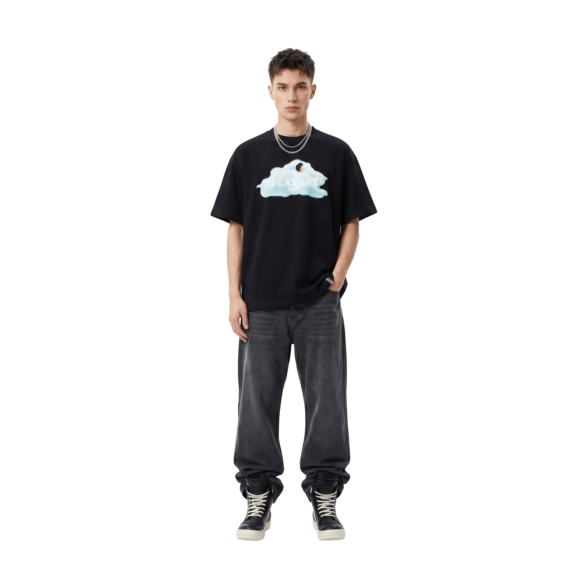 GOODBRAND x PLAYBOY Cloud Silhouette & Classic Puff Logo Tee Black (SS26)