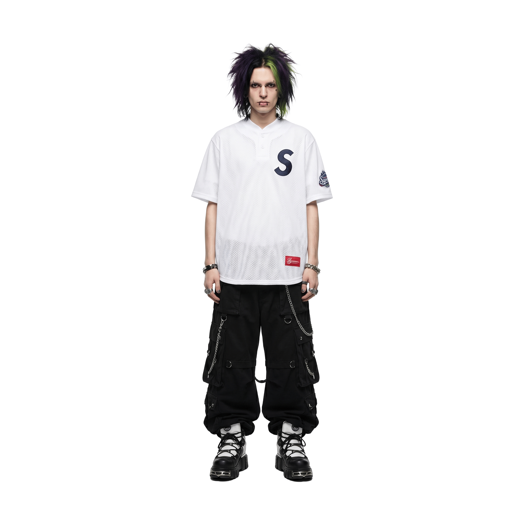 Supreme S Logo Baseball Henley Jersey White (SS25)