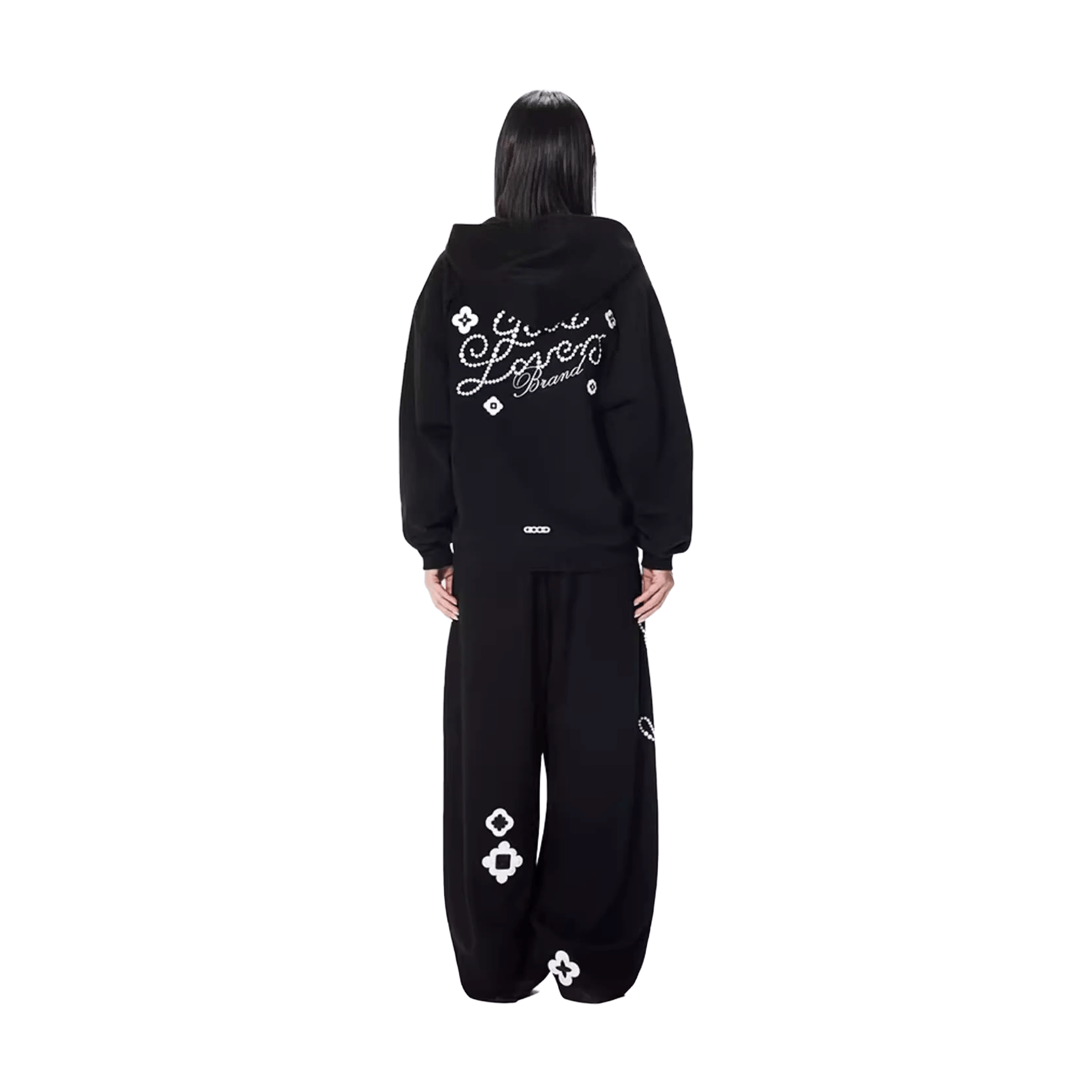 GOODBRAND Good Loves Floral Slogan Sweatpants Black (FW25)